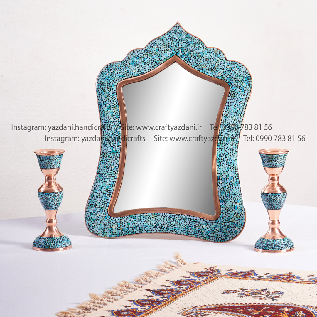شمعدان مس و فیروزه (جفتی)